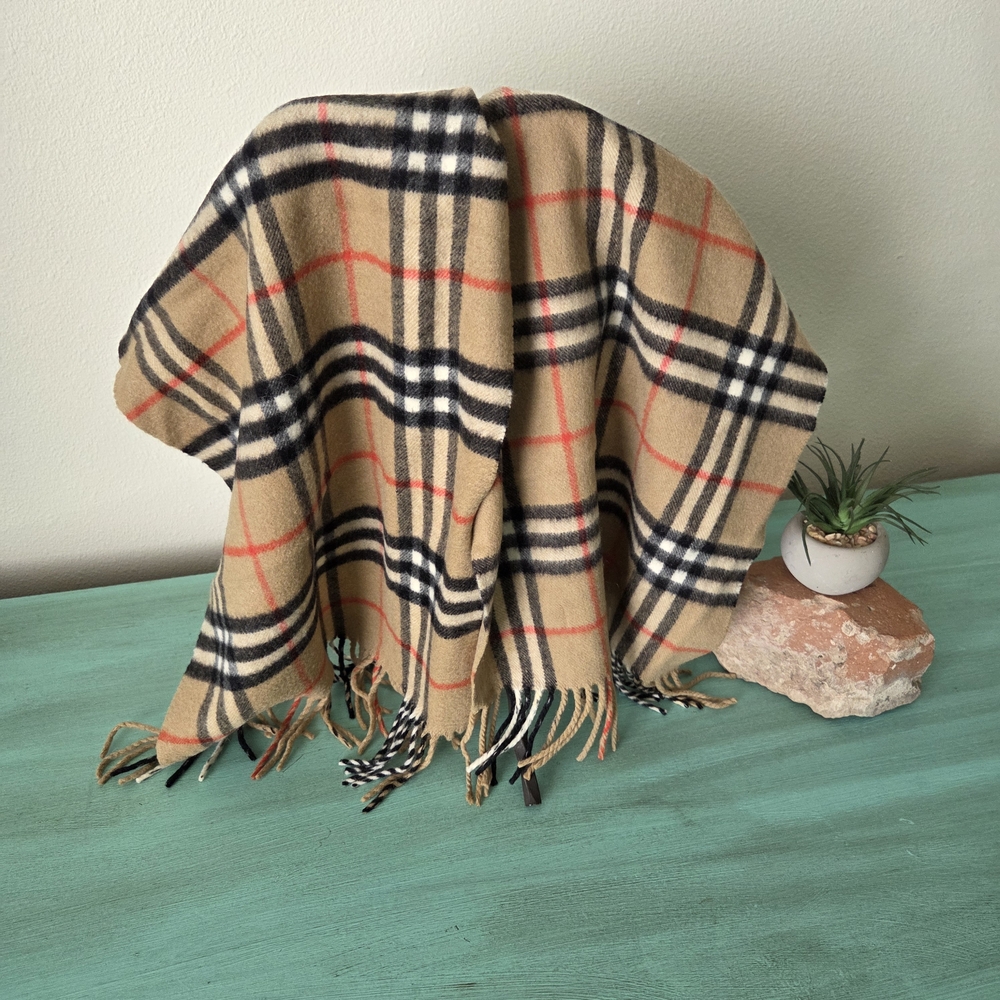 100% CASHMERE Burberry Nova Check Scarf - Picture 7 of 7